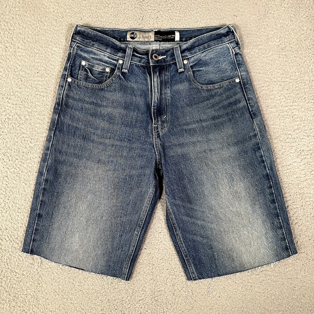Levis Silver Tab Shorts Mens 30 Blue Loose Fit Raw Hem Denim DIY Casual Preppy‎